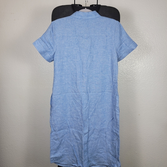 Susan Graver Pure Regular Linen Blend Button Front Shirt Dress Blue Size XXS - Picture 2 of 5